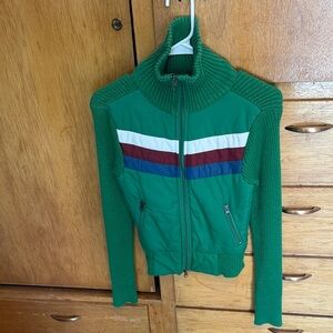 Green Jacket with Striped Design